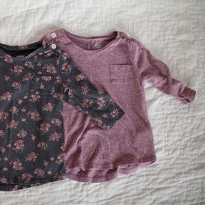 Set of 2 Three quarter length sleeve Girls Shirts